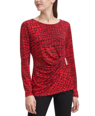 Calvin Klein - Embellished Logo Wrap Blouse