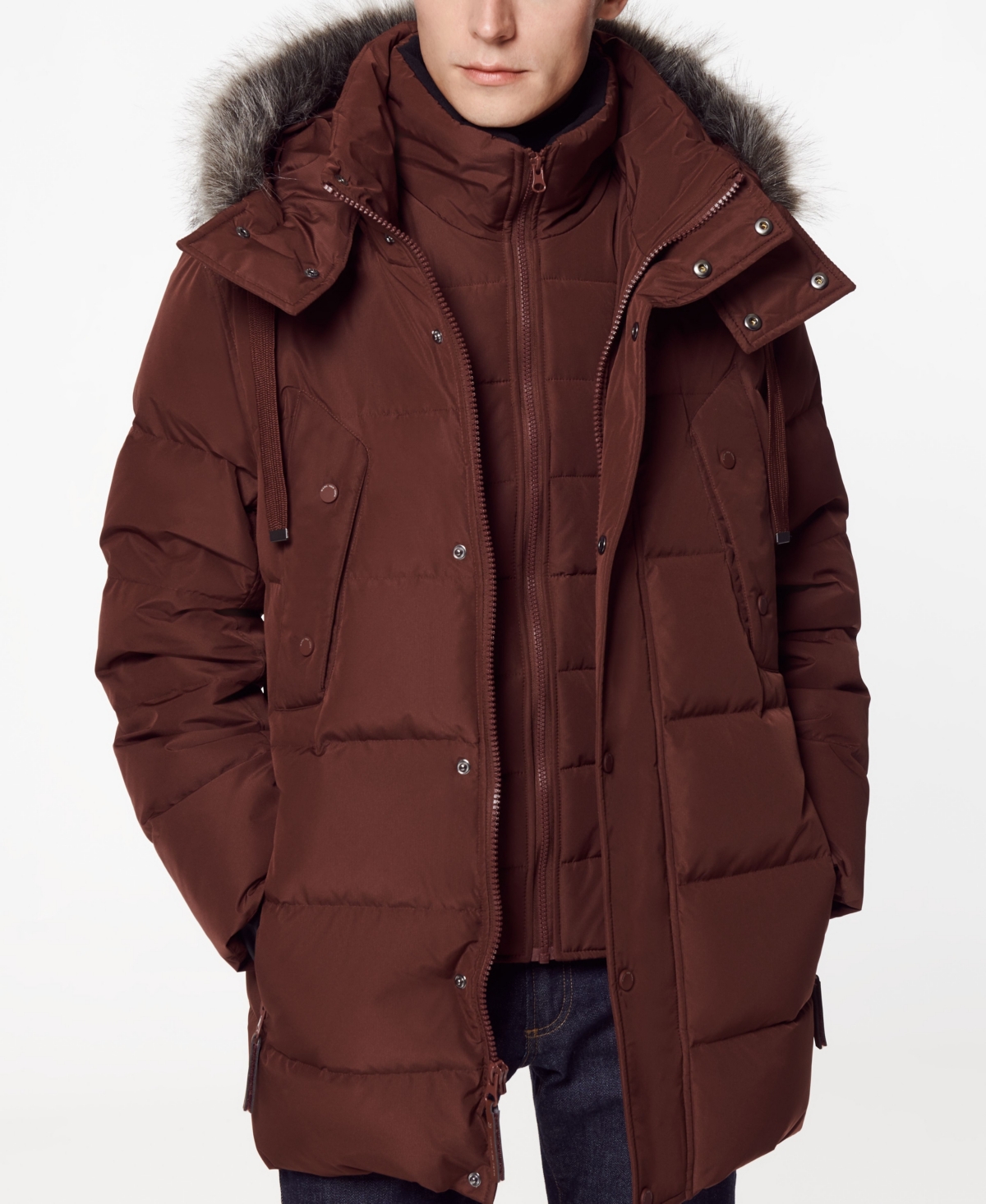 Men's Gattaca Down Parka Coat - Brown