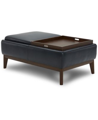 Jollene Leather Ottoman with Wood Trays