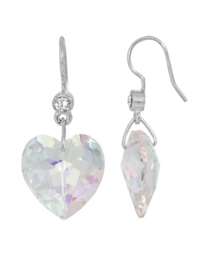 image of 2028 Women-s Silverstone Austrian Crystal Glass Heart Wire Earrings