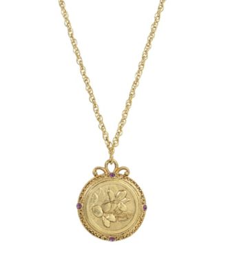 Women's Gold Tone Flower of the Month Narcissus Necklace
