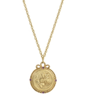 image of 2028 Women-s Gold Tone February Flower of the Month Violets Necklace