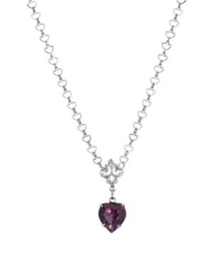 image of 2028 Women-s Silver Tone Purple Heart Drop Necklace
