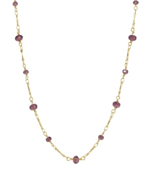image of 2028 Women-s Gold Tone Purple Beaded Chain Necklace