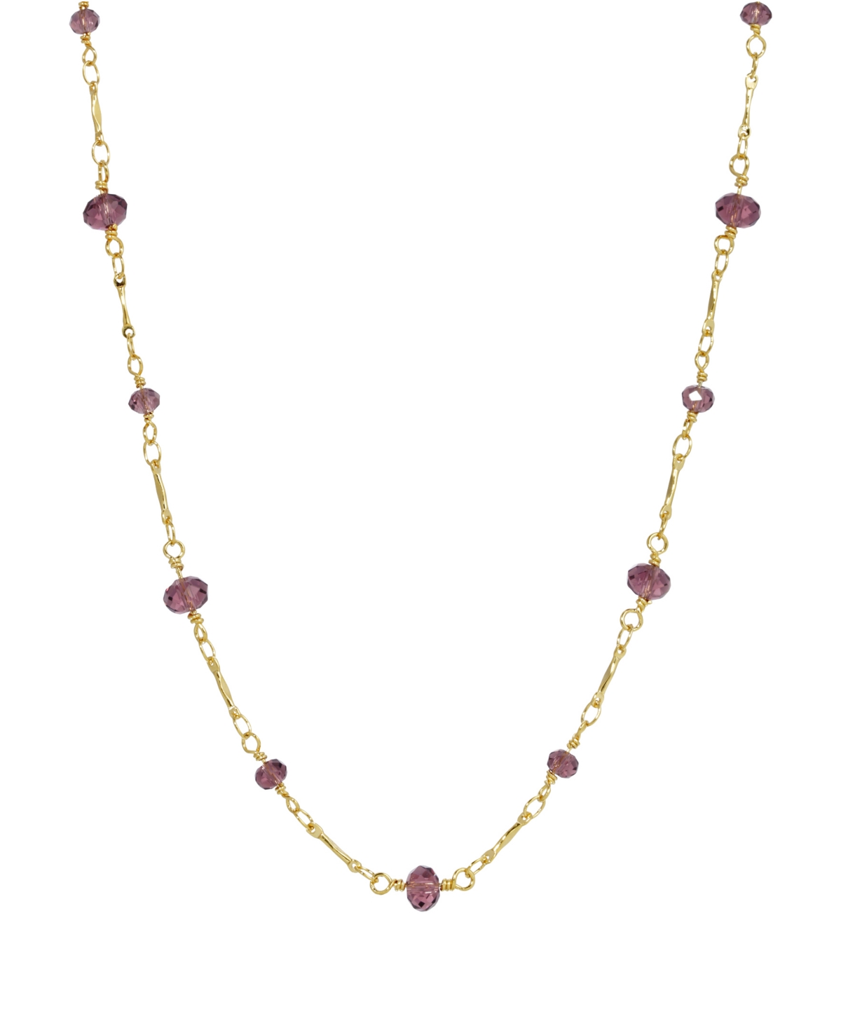 2028 Women's Gold Tone Purple Beaded Chain Necklace