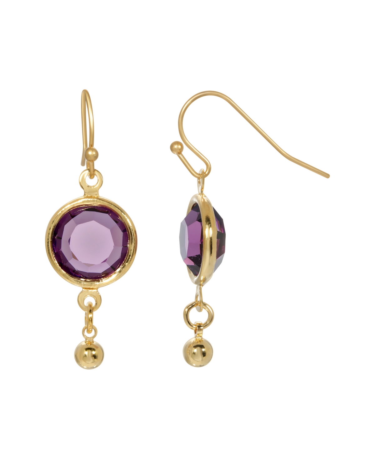 2028 Women's Gold Tone Purple Channel Wire Drop Earrings