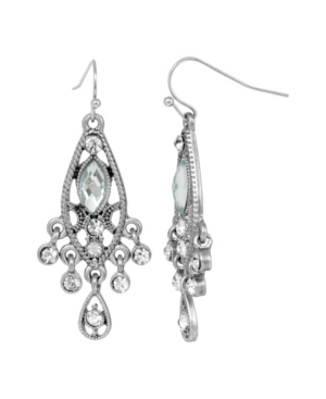 image of 2028 Women-s Silver Tone Light Blue Faceted and Crystal Drop Earrings