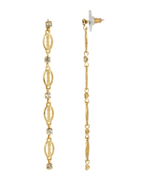 image of 2028 Women-s 14K Gold Dipped Crystal Linear Drop Earring