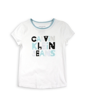 image of Calvin Klein Big Girls Knockout Heart Logo with Foil Tee