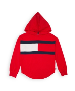 image of Tommy Hilfiger Big Girl Popover Hoodie with Heart Flag Patch