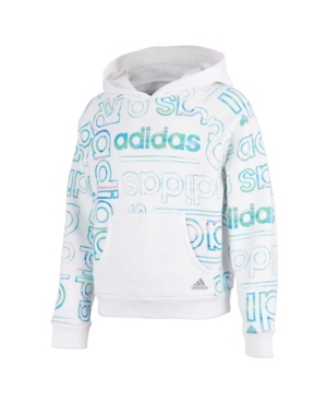 image of Little Girls Long Sleeve Print Fleece Hooded Pullover