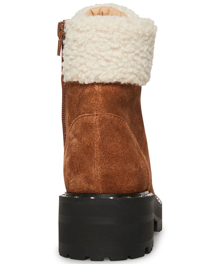 steve madden boom hiker boot with genuine calf hair