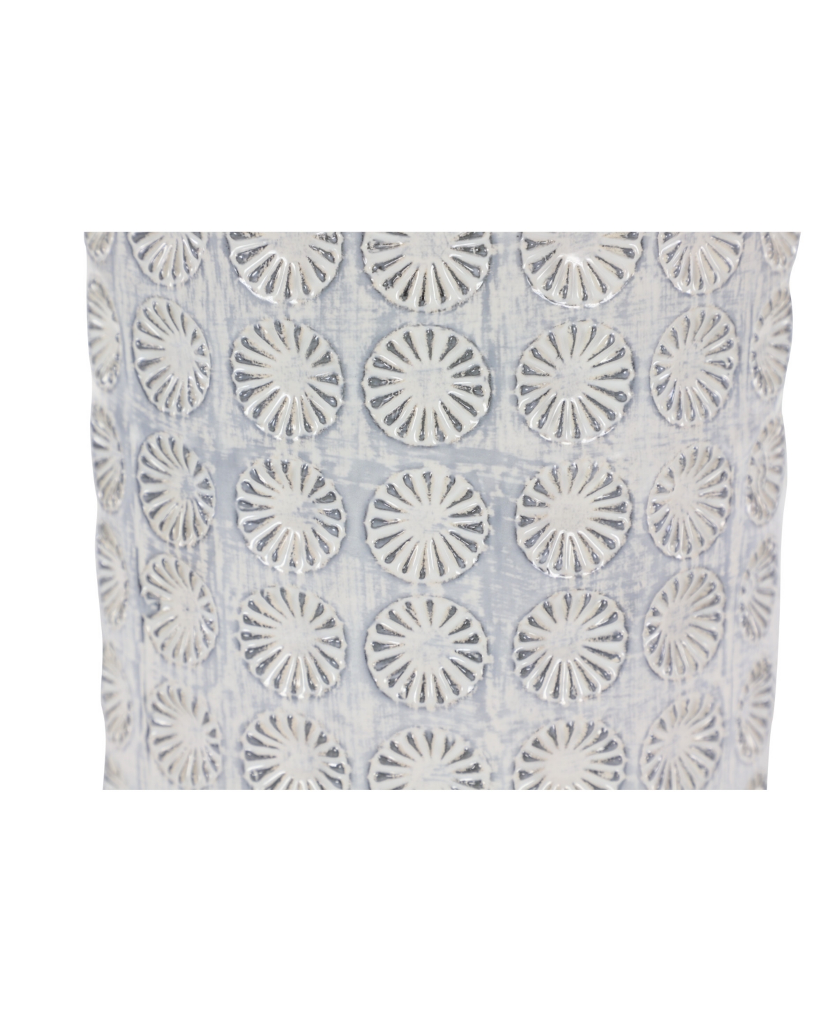 Large, Round Ceramic Floor Vase with French Country Rosette Relief Design