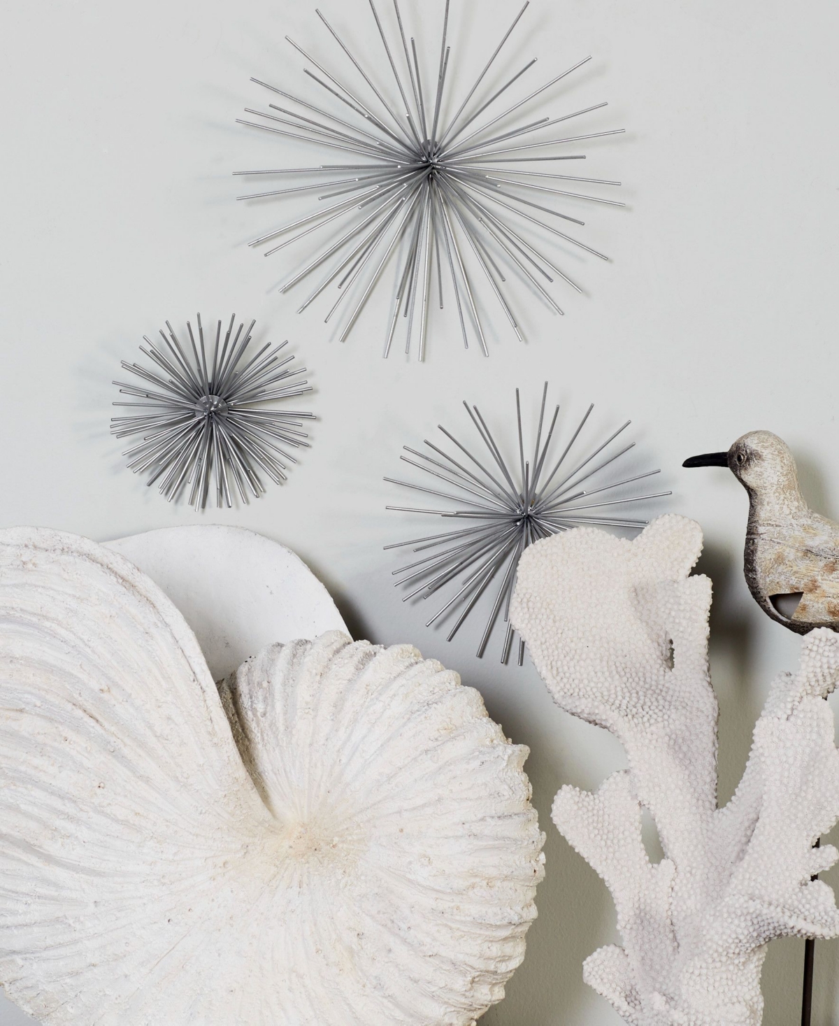 CosmoLiving by Cosmopolitan Set of 3 Silver Tin Contemporary Abstract Wall Decor, 6