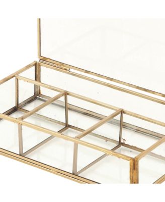 by Cosmopolitan Gold Glass Modern Jewelry Box , 2" x 9" x 6"
