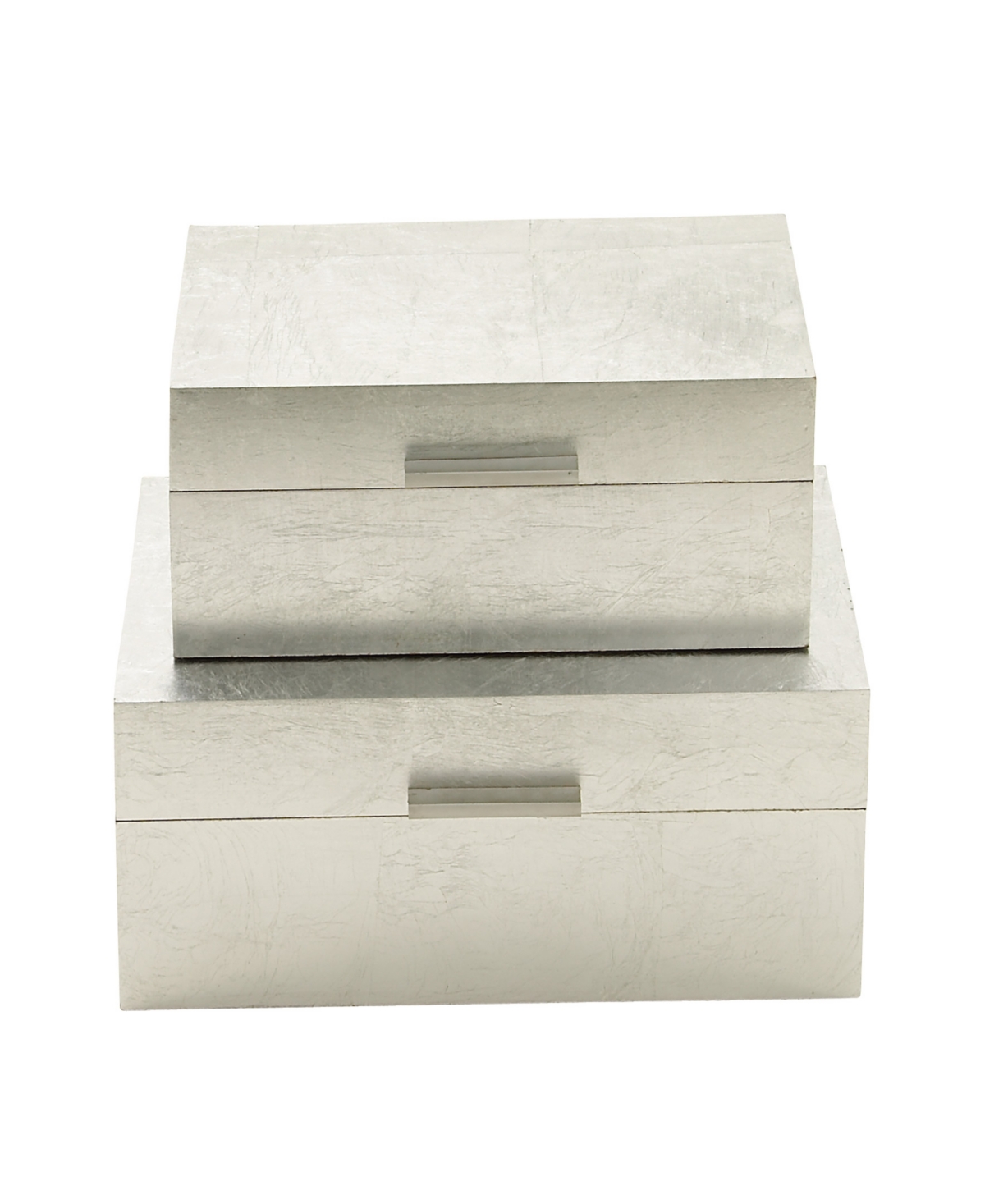 by Cosmopolitan Set of 2 Silver Wood Glam Box, 11", 13" - Silver-Tone