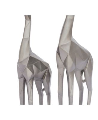 CosmoLiving By Cosmopolitan Set Of 2 Silver Polystone Modern Giraffe ...