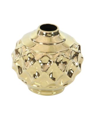 by Cosmopolitan Set of 3 Gold Stoneware Glam Vase, 6" x 6"