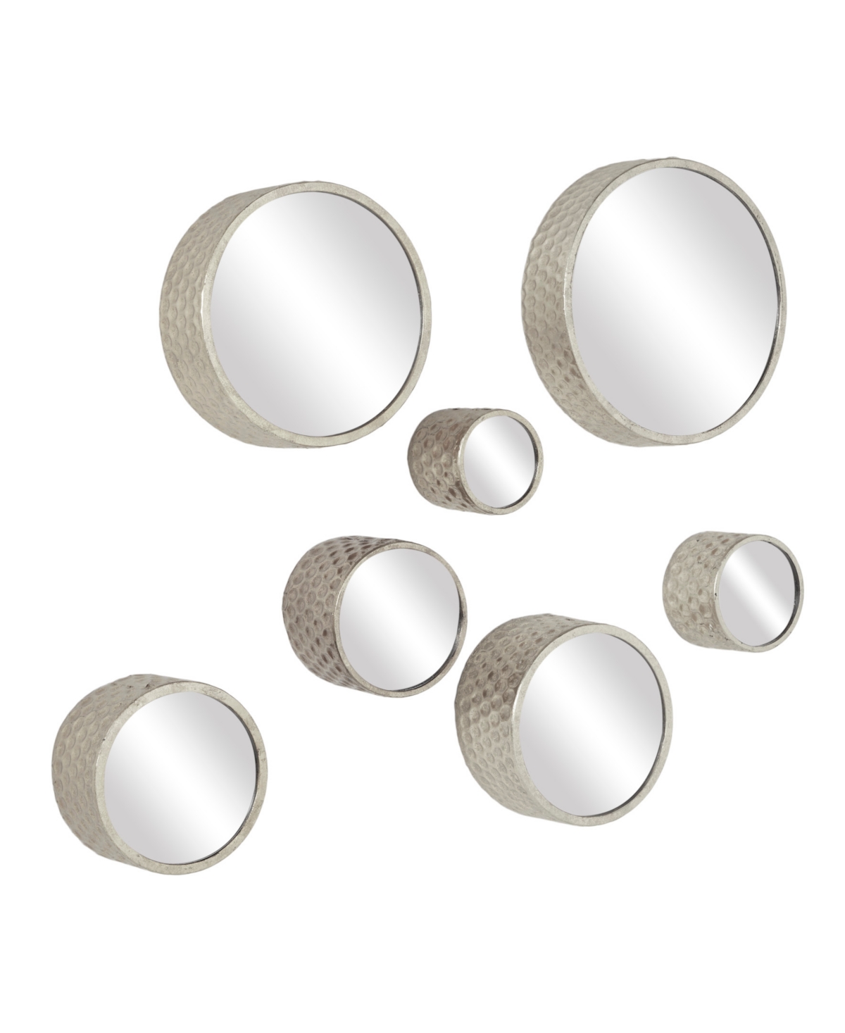 CosmopolitanLiving, Round Hammered Metal Decorative Wall Mirrors, Set of 7 - Silver-tone