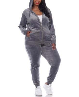 Plus Size Velour Tracksuit Loungewear 2-Piece Set