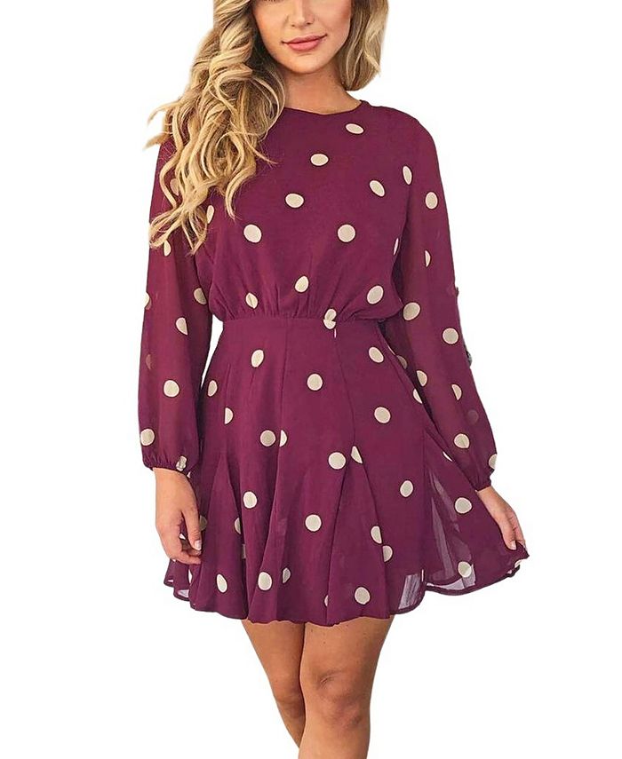AX Paris Women's Spotty Pleated Skirt Dress Macy's