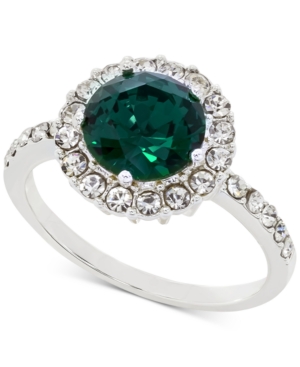 image of Charter Club Silver-Tone Pave & Round Crystal Halo Ring, Created for Macy-s