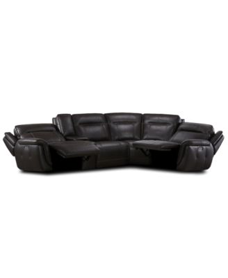 Lenardo 5-Pc. Leather Sectional with 2 Power Motion Recliners and Console, Created for Macy's