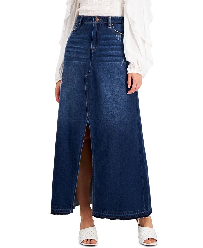 INC International Concepts INC Cotton Denim Maxi Skirt, Created for ...