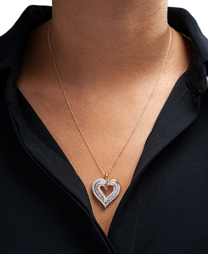 Macy's diamond heart necklace clearance