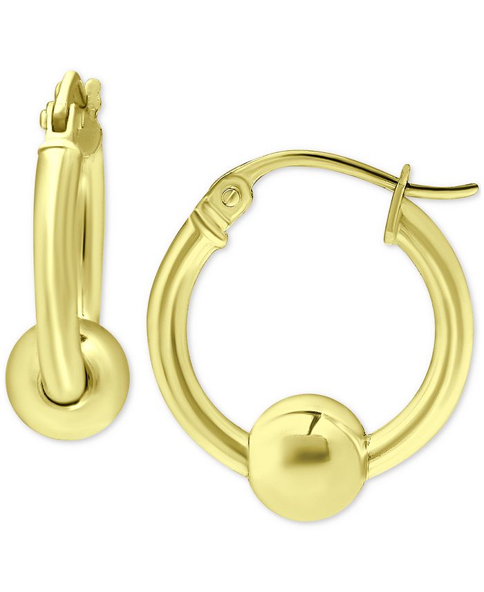 Giani Bernini - Small Polished Bead Hoop Earrings, 0.625"