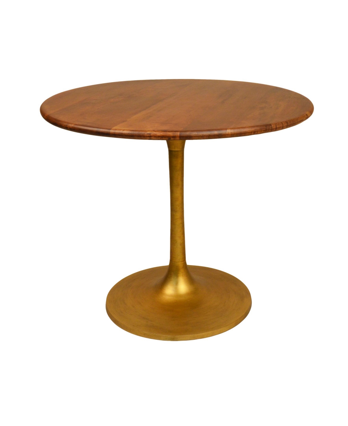 Alden Wood Top Round Dining Table - Gold-Tone