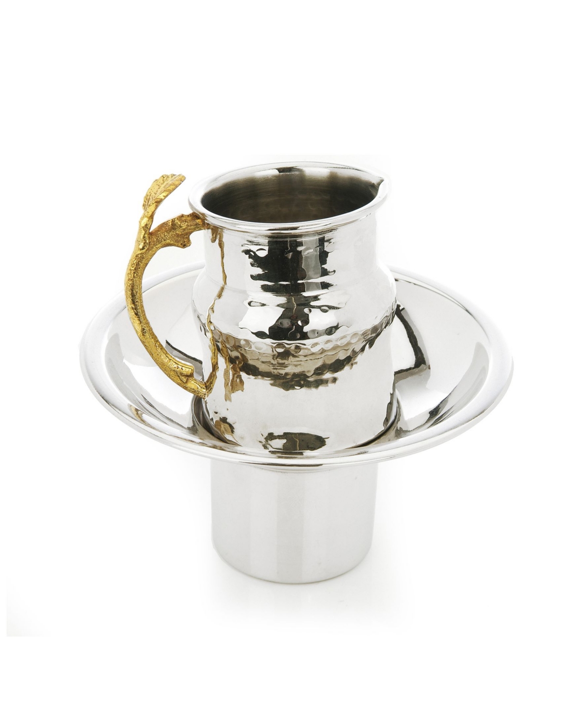 Classic Touch Small Wash Cup With Water Basin In Silver - Tone