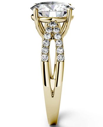 Charles & Colvard - Moissanite Split Shank Ring 2-9/10 ct. t.w. Diamond Equivalent in 14k White Gold