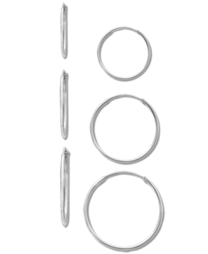 image of Giani Bernini 3-Pc. Set Endless Hoop Earrings in Sterling Silver, Created for Macy-s