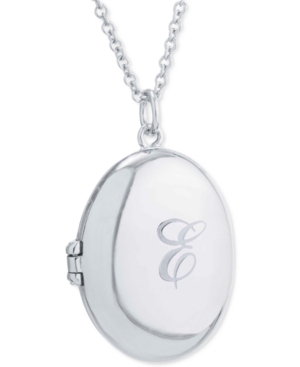 image of Giani Bernini Engraved Initial Script Oval Locket Pendant Necklace in Sterling Silver, 16