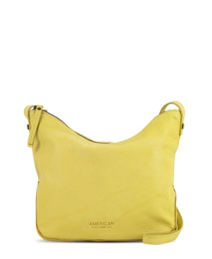 American Leather Co. Dayton Leather Crossbody In Pale Yellow