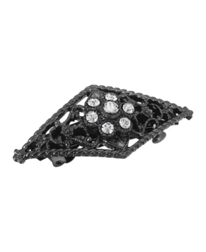 image of Women-s Black-Tone Crystal Barrette
