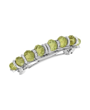 image of Women-s Silver-Tone Rich Cut Bead with Crystal Hair Barrette