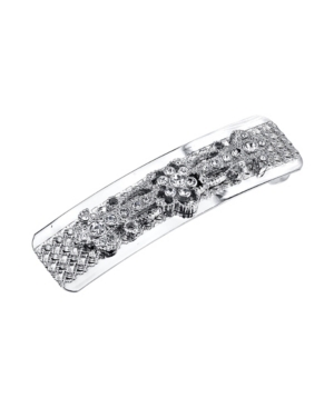 image of Women-s Silver-Tone Crystal Rectangle Barrette