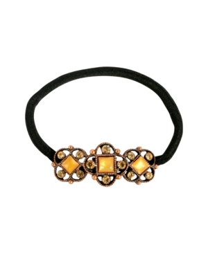 image of Women-s Copper-Tone Mother of Pearl Ponytail Holder with Swarovski Crystals