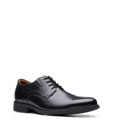 Мужские лоферы Clarks Men's Whiddon Plain Oxfords, цвет: Чёрный кожаный