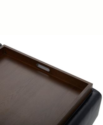 Jollene Leather Ottoman with Wood Trays, Created for Macy's