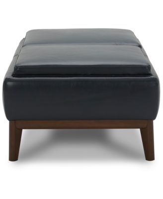 Jollene Leather Ottoman with Wood Trays