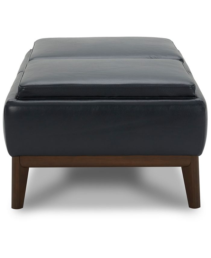 Furniture Jollene Leather Ottoman with Wood Trays, Created for Macy's