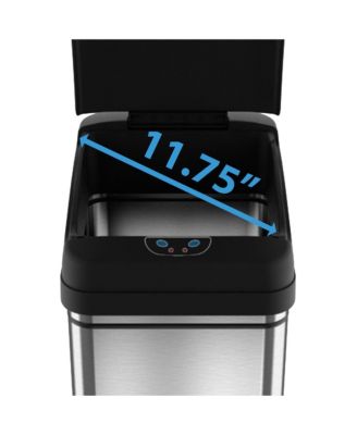 13 Gallon / 49 Liter Stainless Steel Sensor Kitchen Trash Can with Wheels, AC Adapter and Odor Filter