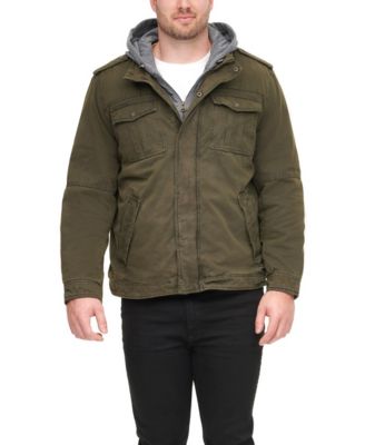 levi's faux shearling lined military jacket with hoodie