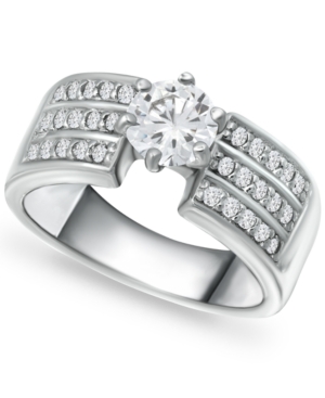 image of Giani Bernini Cubic Zirconia Solitaire Wide Ring in Sterling Silver, Created for Macy-s