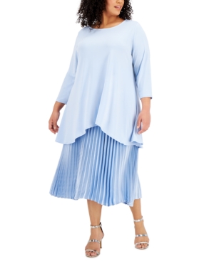 Alfani Plus Size Handkerchief-hem Top, Created For Macy's In Faded Blue