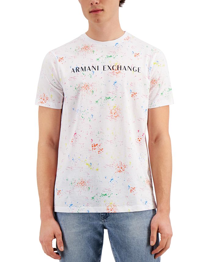 A|X Armani Exchange Short Sleeve Logo Splash T-Shirt, Created for Macy ...