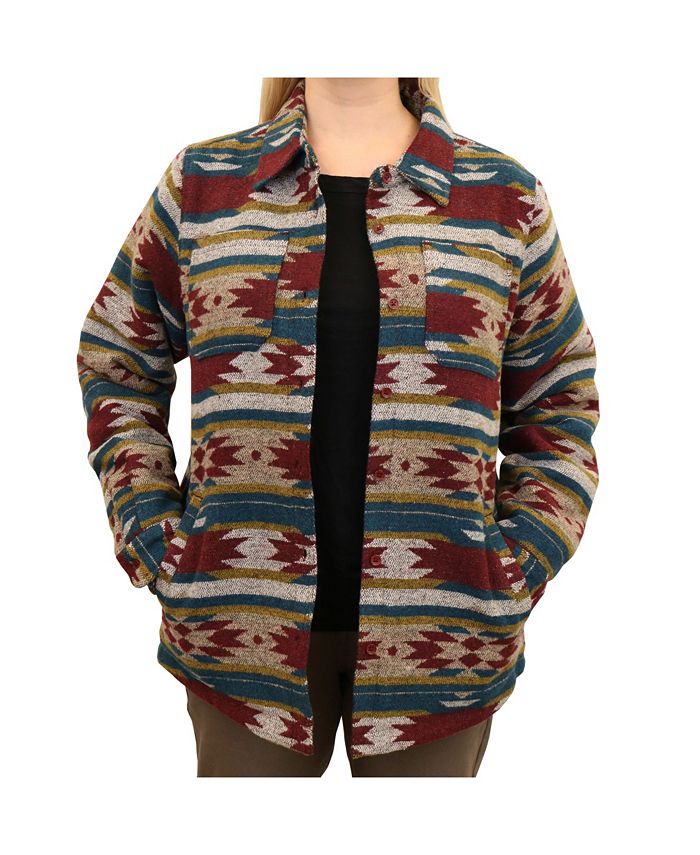 Mountain And Isles Women's Western Pattern Knit Jacquard Shirt Jacket ...